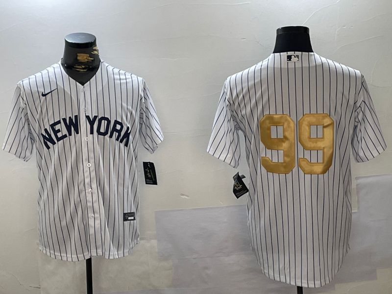 Men New York Yankees 99 Judge White Stripe Fashion Nike 2024 MLB Jersey style 5
